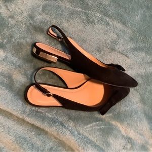 Talbots black suede sling backs.